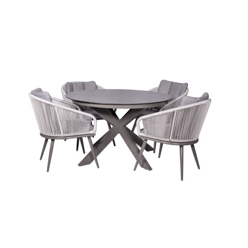 Aspen Spraystone Grey Rope 4 Seater Round Set