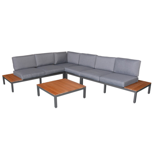 Aspen Teak Wood 6 Seater Corner Lounging Set