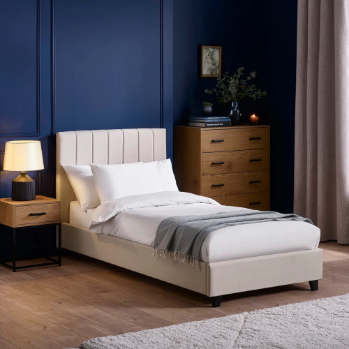 Aylen Cream Faux Linen Upholstered Beds