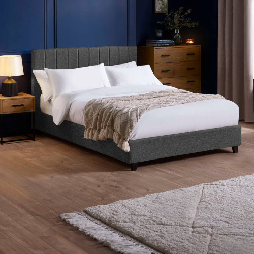 Aylen Dark Grey Faux Linen Upholstered Beds