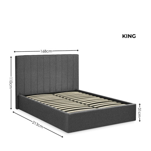 Aylen Dark Grey Faux Linen Upholstered Ottoman Storage Bed Frames
