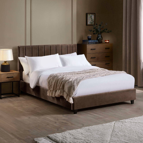 Aylen Chocolate Brown Velvet Upholstered Beds