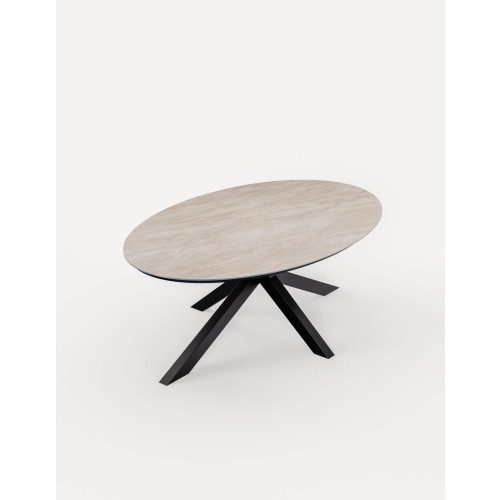 Bali Sandstone Ceramic Glass 6 Seater Ellipse Table