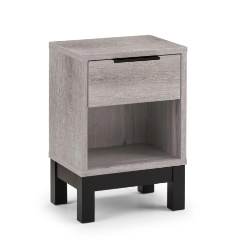 Bali Grey Oak 1 Drawer Bedside (D26 x W35 x H50cm)