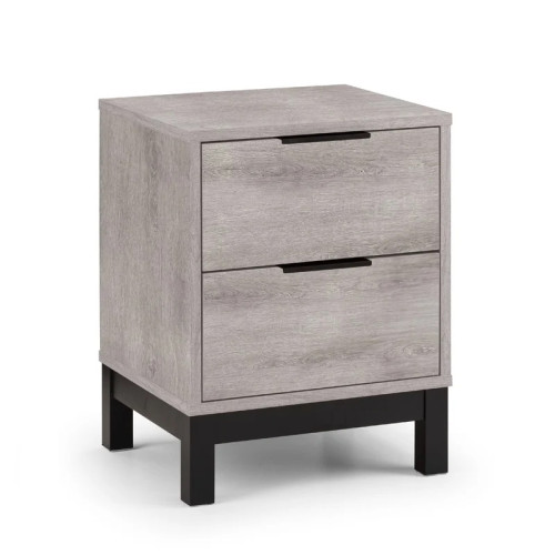 Bali Grey Oak 2 Drawer Bedside (D40 x W45 x H58cm)