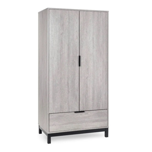 Bali Grey Oak 2 Door and 1 Drawer Wardrobe (D55 x W92 x H185cm)