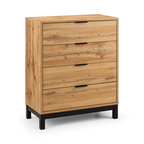 Bali Oak 4 Drawer Wide Chest  (D40 x W80 x H97cm)