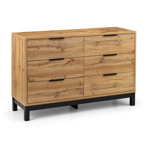 Bali Oak 6 Drawer Wide Chest (D40 x W120 x H77cm)