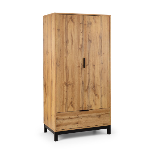 Bali Oak 2 Door and 1 Drawer Wardrobe (D55 x W92 x H185cm)