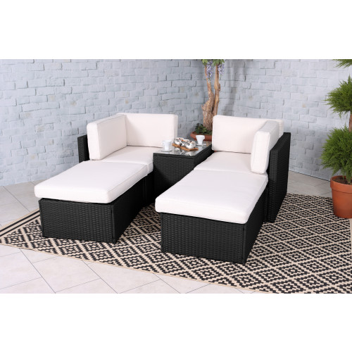 Berlin Rattan 4 Seater Multi Relaxer Set - Black