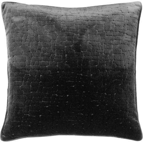 Paoletti Bloomsbury Velvet Polyester Filled Cushion 50 x 50cm - Black