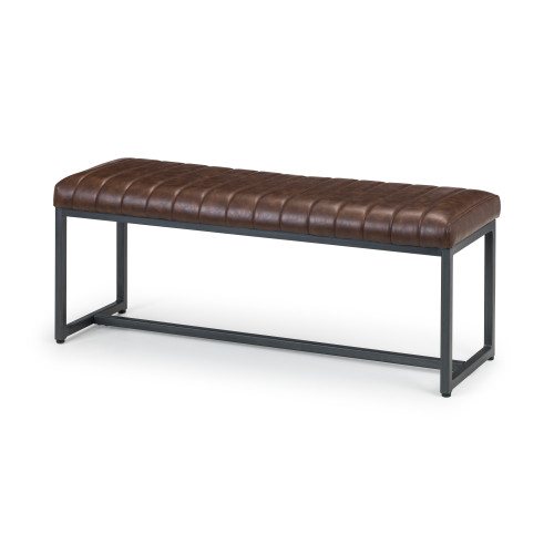 Brooklyn Brown Faux Leather Bench (D40.5 x W121 x H47cm)