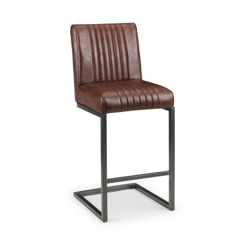 Brooklyn Brown Faux Leather Bar Stool (D54 x W42 x H100)