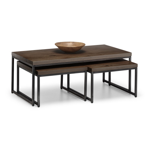 Brooklyn Dark Oak Nesting Coffee Tables (D60 x W120 x H45cm)