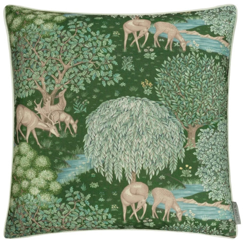 Morris & Co The Brook Printed Outdoor Cushion 65 x 55cm - Forest Green