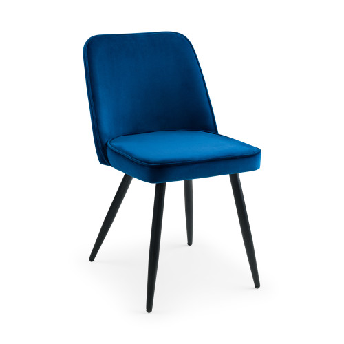 Set of 2 Burgess Blue Velvet Dining Chairs (D56 x W45 x H82)