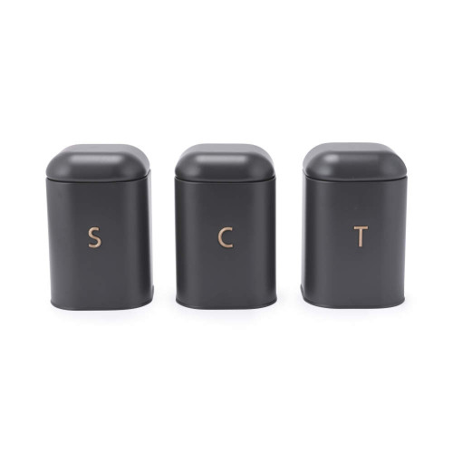 Salter Pebble Carbon Steel Set of 3 Canister Set - Charcoal