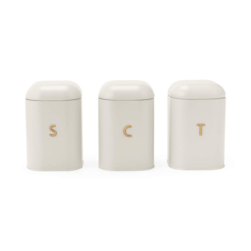 Salter Pebble Carbon Steel Set of 3 Canister Set - Stone