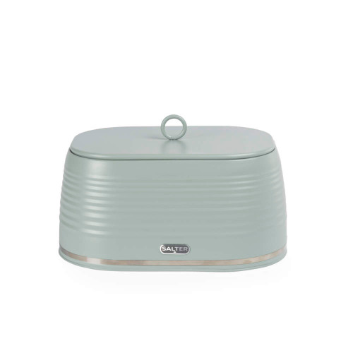 Salter Ripple Carbon Steel Bread Bin - Sage