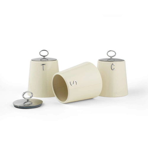 Salter Retro Carbon Steel Set of 3 Canister Set - Cream
