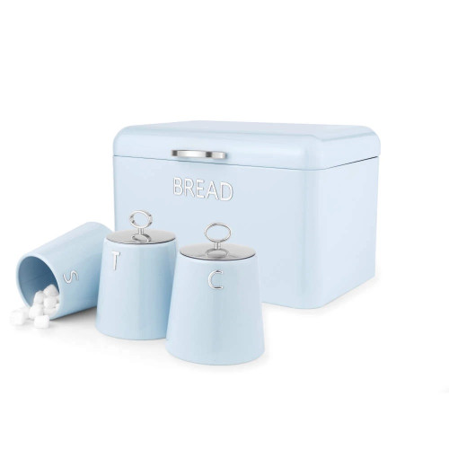 Salter Retro Carbon Steel Canister & Bread Bin Set - Blue