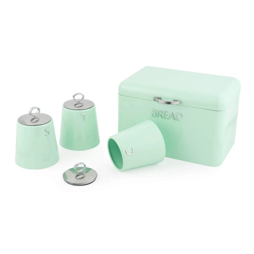 Salter Retro Carbon Steel Canister & Bread Bin Set - Green