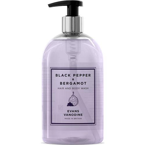 Evans Vanodine Black Pepper & Bergamot Hair & Body Wash 500ml (Box of 6)