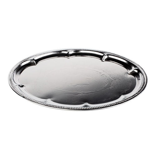 Chrome Embossed Oval Tray 46 x 34cm