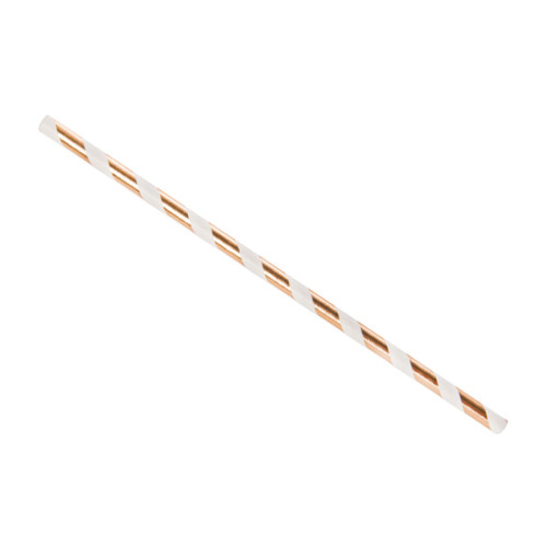 Striped Paper Straws in Gold and White (Box of 250)