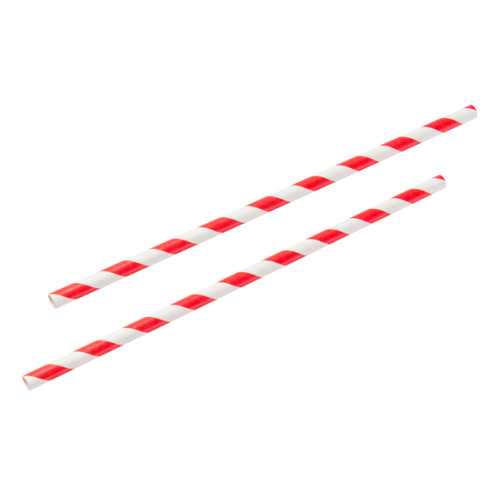 Striped Paper Straws in Red and White (Box of 250)