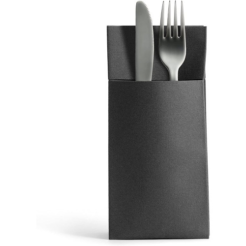 Cutlery Pocket Pouch Napkin in Black (Box of 500)