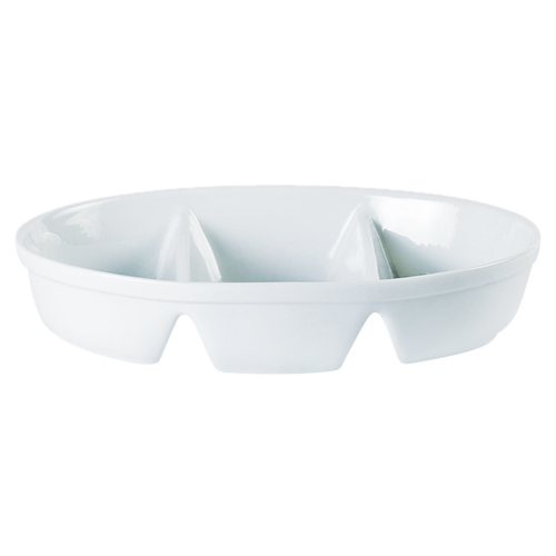 Porcelite Standard OTT Oval Three Division Dish 28cm | 11" (Box of 4)