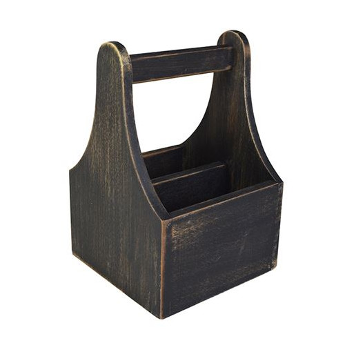 Washed Wood Table Caddy - Black