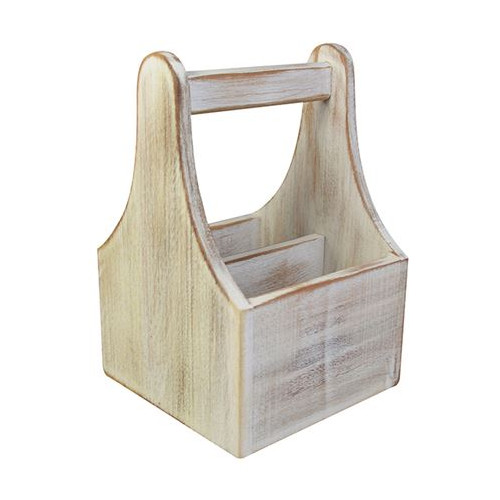 Washed Wood Table Caddy - White