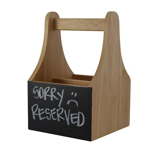 Natural 2 Compartment Table Caddy with Chalkboard