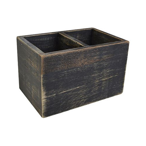 Washed Wood Condiment Holder - Black