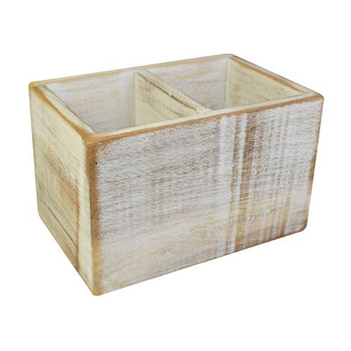 Washed Wood Condiment Holder - White