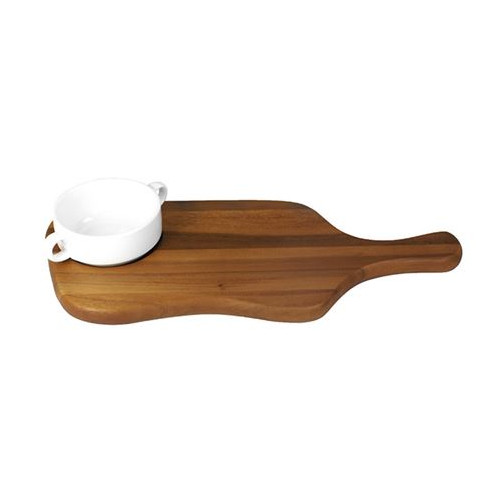Wooden Handle & Round 10cm Recess Serving Board 43 x 19 x 2cm