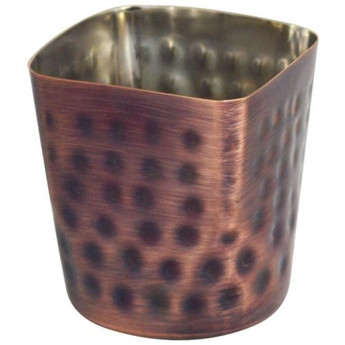 Stainless Steel Hammered Square Presentation Cone 8 x 8.5cm - Antique Copper