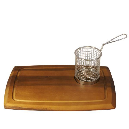Wooden Handle & Round 8cm Recess Serving Board 36 x 25 x 2cm