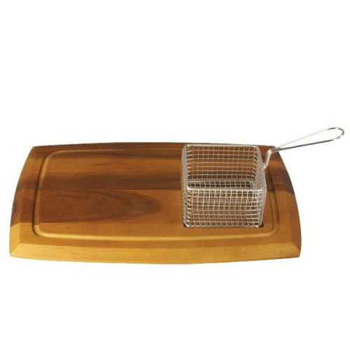 Wooden Handle & Square 9.5cm Recess Serving Board 36 x 25 x 2cm