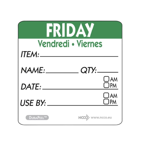 Friday Day of the Week Square Label 5cm (Box of 500)