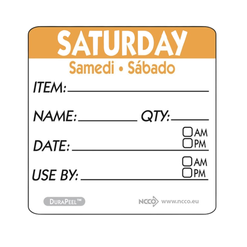 Saturday Day of the Week Square Label 5cm (Box of 500)