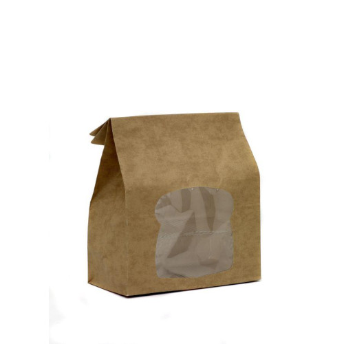 Kraft Sandwich Bag with Window 22 x 16 x 8cm (Box of 250)