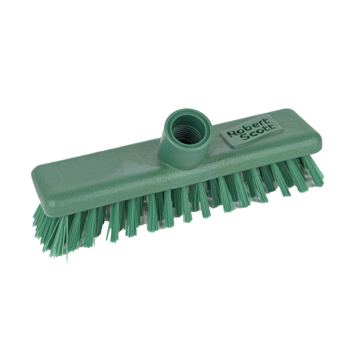 Professional Screw Thread Washable Deck Scrub Head with Stiff Fibres (H9.5 x W23 x D23cm) (Box of 5) - Green