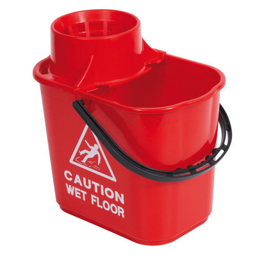 Eco Professional Mop Bucket with Wringer 15 Litre (H35 x W34 x D23cm) (Box of 10) - Red
