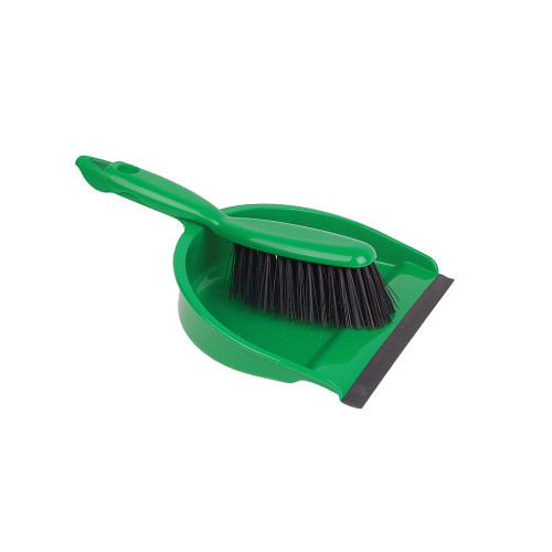 Professional Dust Pan Set with Stiff Fibres (H10 x W31 x D23cm) (Box of 12) - Green
