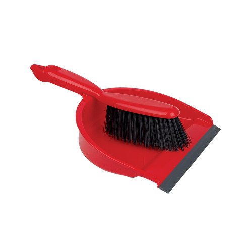 Professional Dust Pan Set with Stiff Fibres (H10 x W31 x D23cm) (Box of 12) - Red