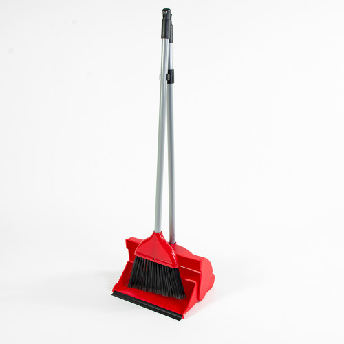 Professional Lobby Dust Pan Set with Soft Fibres (H103 x W31 x D25cm) (Box of 10) - Red