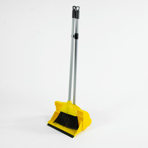 Professional Lobby Dust Pan Set with Soft Fibres (H103 x W31 x D25cm) (Box of 10) - Yellow
